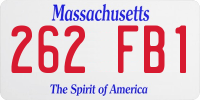 MA license plate 262FB1