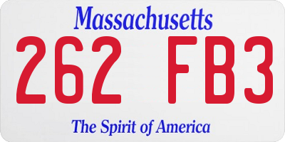 MA license plate 262FB3