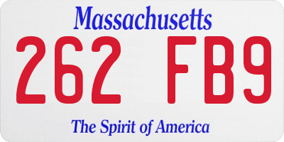MA license plate 262FB9
