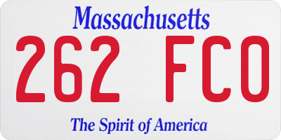 MA license plate 262FC0