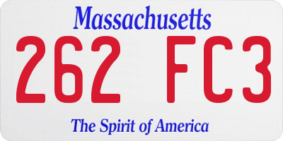 MA license plate 262FC3