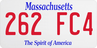 MA license plate 262FC4