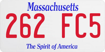 MA license plate 262FC5