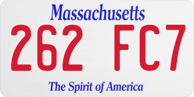 MA license plate 262FC7