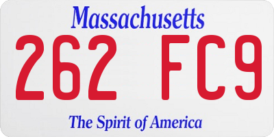 MA license plate 262FC9