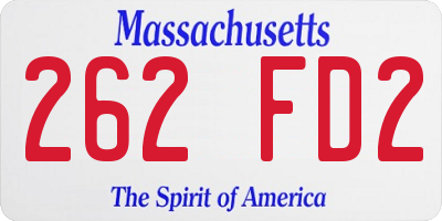 MA license plate 262FD2