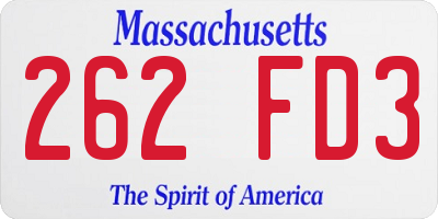 MA license plate 262FD3
