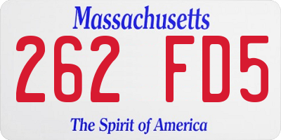 MA license plate 262FD5
