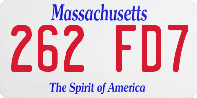 MA license plate 262FD7