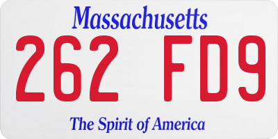 MA license plate 262FD9