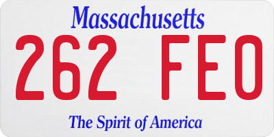 MA license plate 262FE0