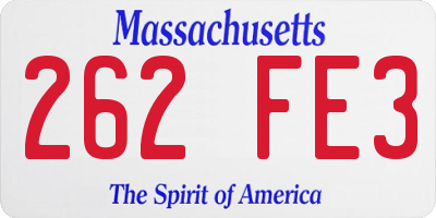 MA license plate 262FE3