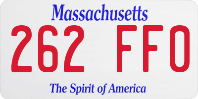 MA license plate 262FF0