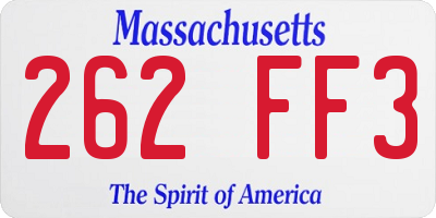 MA license plate 262FF3