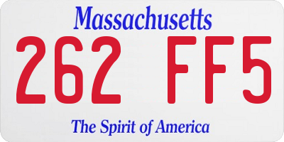 MA license plate 262FF5