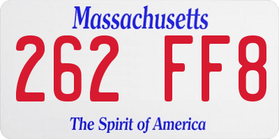 MA license plate 262FF8
