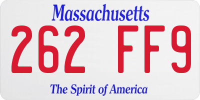 MA license plate 262FF9