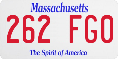 MA license plate 262FG0