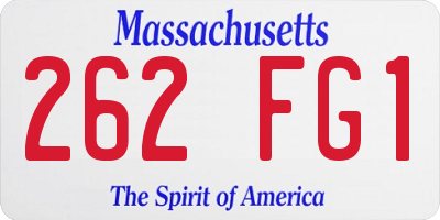 MA license plate 262FG1