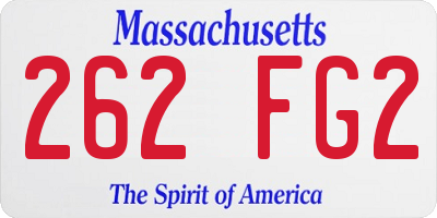 MA license plate 262FG2