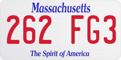 MA license plate 262FG3
