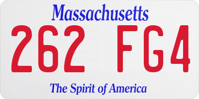 MA license plate 262FG4