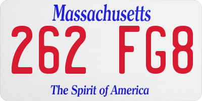 MA license plate 262FG8