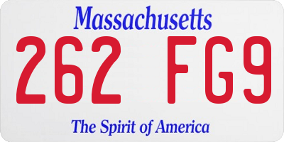MA license plate 262FG9