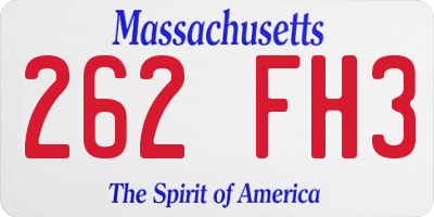 MA license plate 262FH3