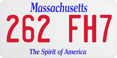 MA license plate 262FH7