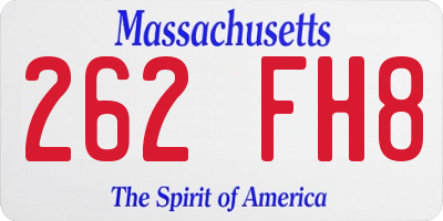 MA license plate 262FH8