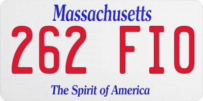 MA license plate 262FI0