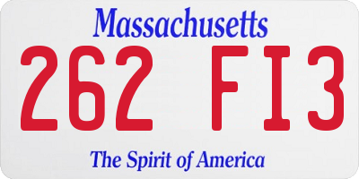 MA license plate 262FI3