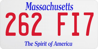 MA license plate 262FI7
