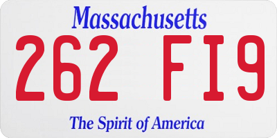 MA license plate 262FI9