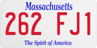 MA license plate 262FJ1