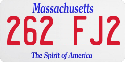 MA license plate 262FJ2