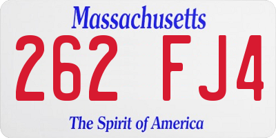 MA license plate 262FJ4
