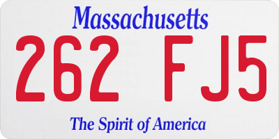 MA license plate 262FJ5