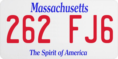 MA license plate 262FJ6