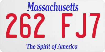 MA license plate 262FJ7
