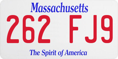 MA license plate 262FJ9