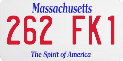 MA license plate 262FK1
