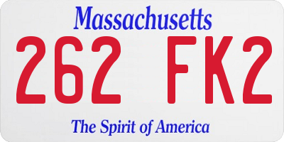 MA license plate 262FK2