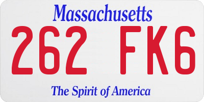 MA license plate 262FK6