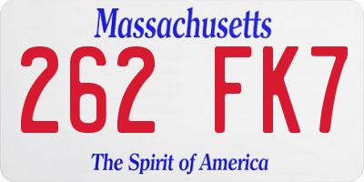 MA license plate 262FK7