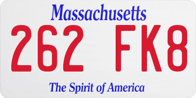 MA license plate 262FK8