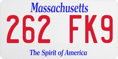 MA license plate 262FK9