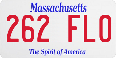 MA license plate 262FL0