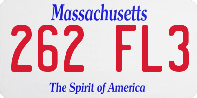 MA license plate 262FL3
